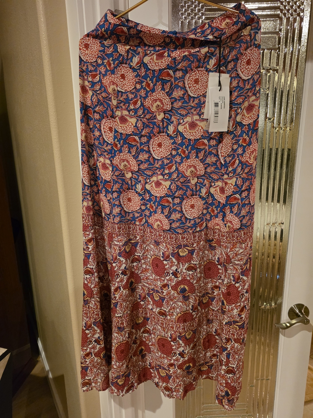 Floral Tiered Maxi Skirt - Blue & Red